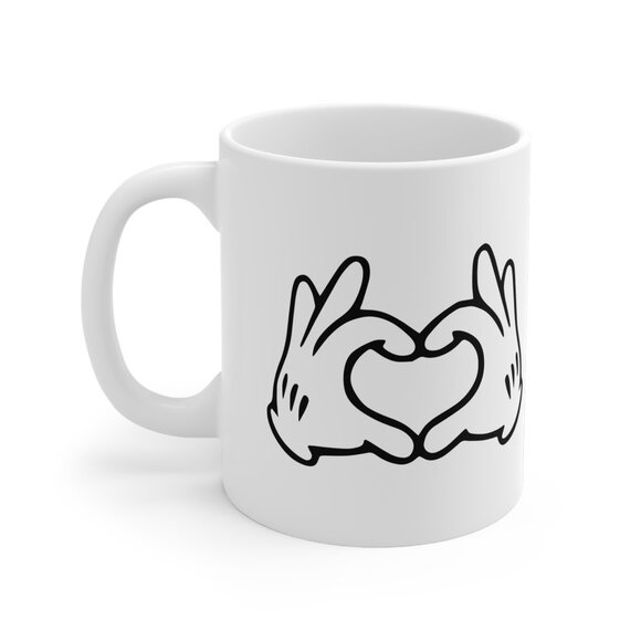 Funny Sarcastic Mickey Heart Hands 11 oz Coffee Mug - Picture 3 of 3
